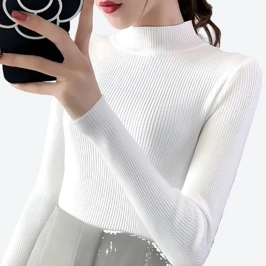 Slim-Fit Ribbed Mock Neck Tops