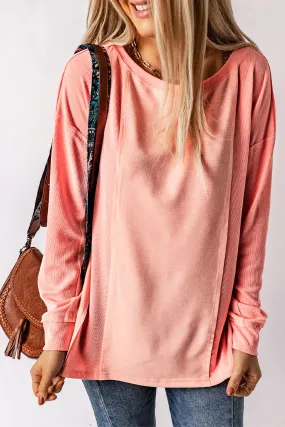 Solid Patchwork Long Sleeve Top