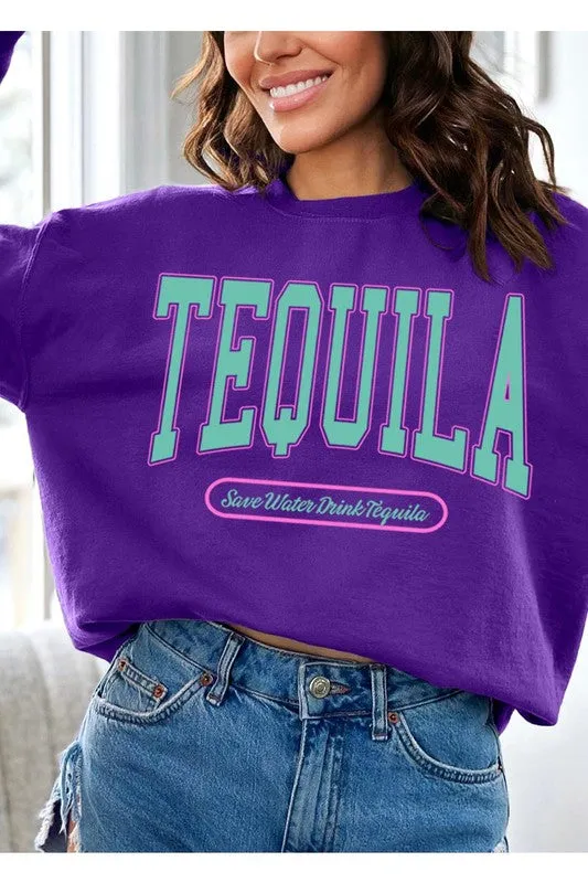 Tequila Drink Oversized Graphic Fleece Sweatshirts