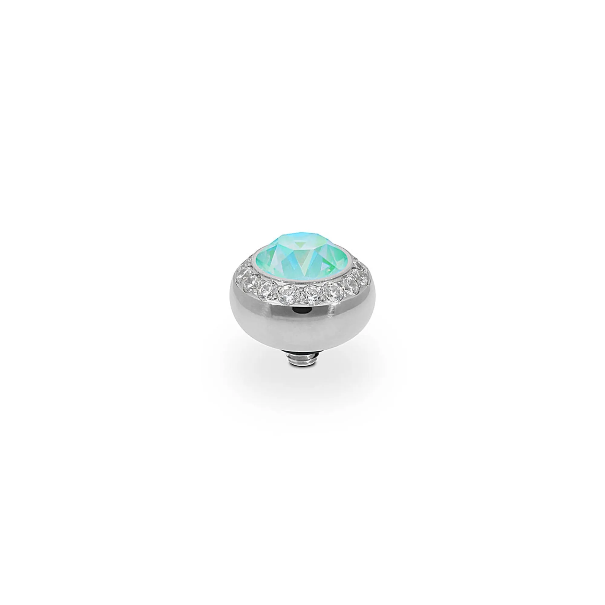 Tondo Deluxe Silver and Silky Sage Crystal Delite Ring Gem Top, 10mm