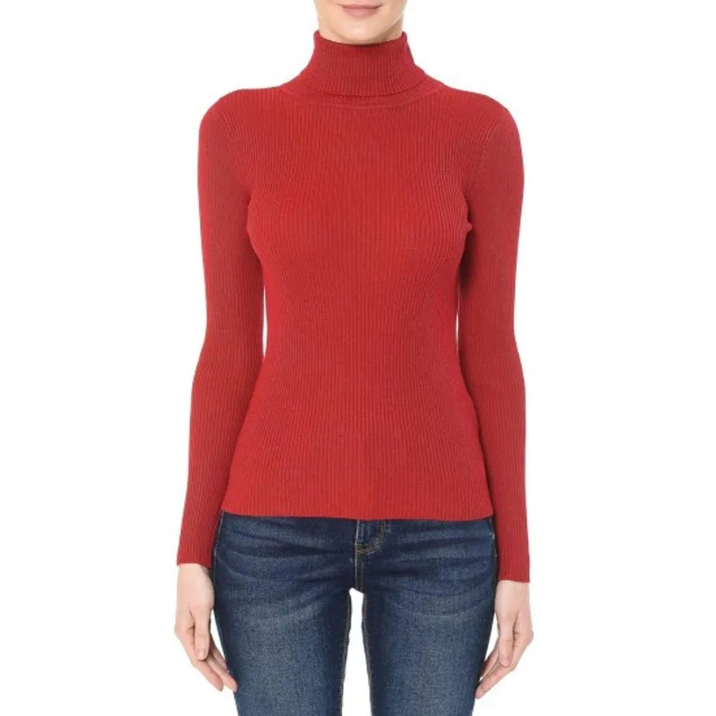 Women's Turtleneck Long Sleeve Ribbed Sweater Top