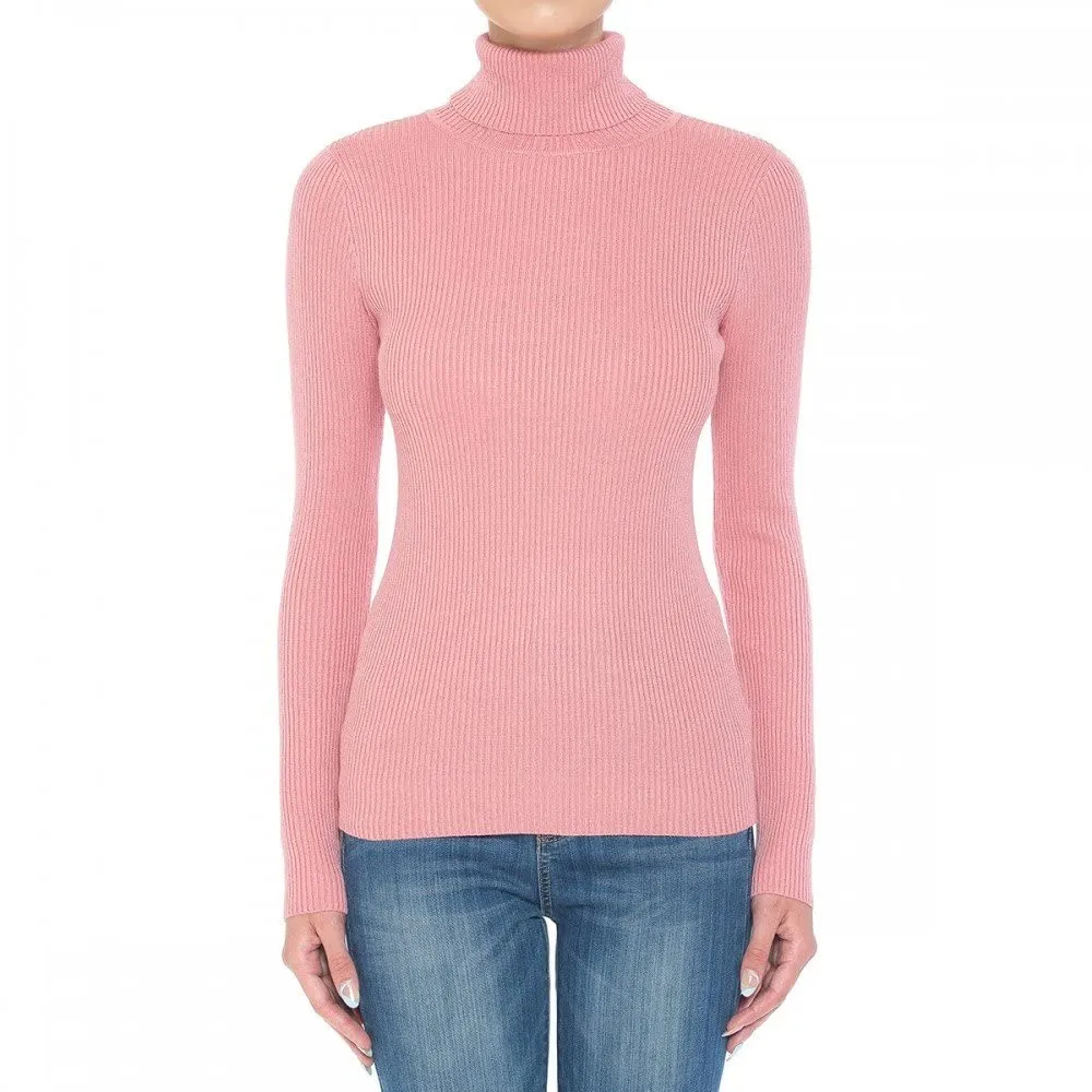 Women's Turtleneck Long Sleeve Ribbed Sweater Top