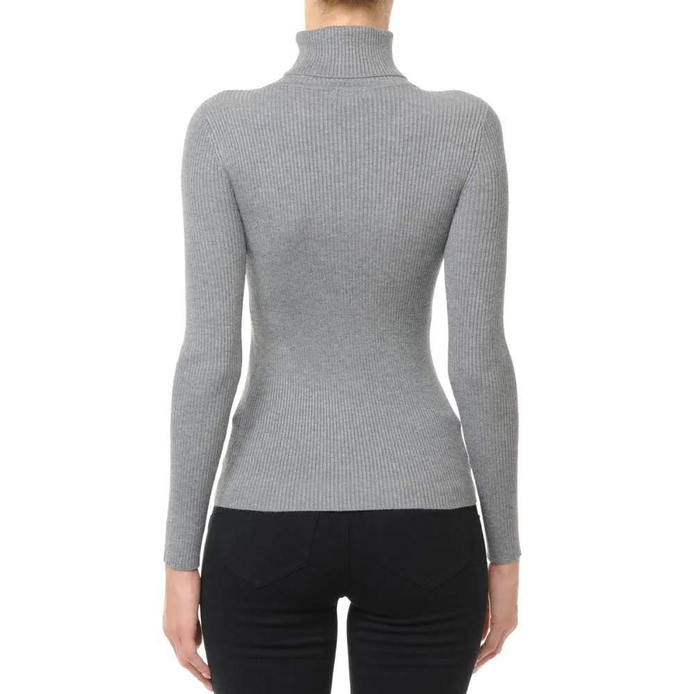 Women's Turtleneck Long Sleeve Ribbed Sweater Top