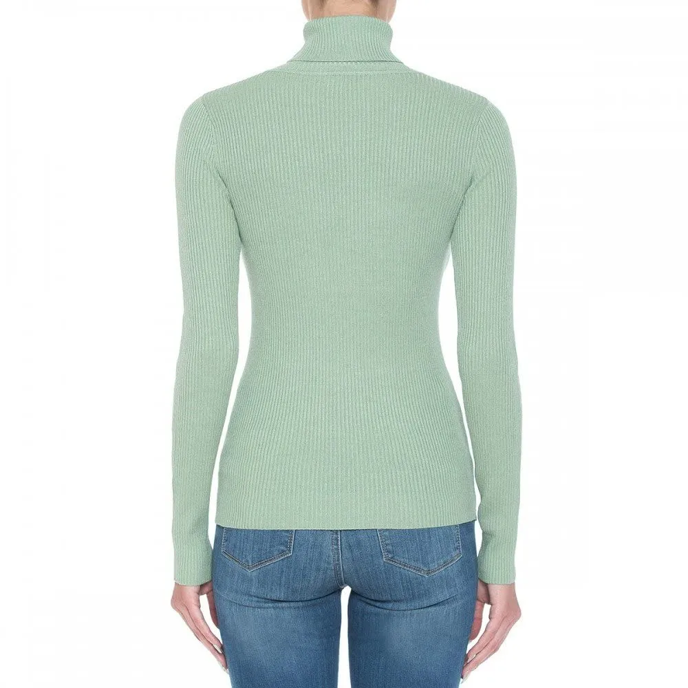 Women's Turtleneck Long Sleeve Ribbed Sweater Top