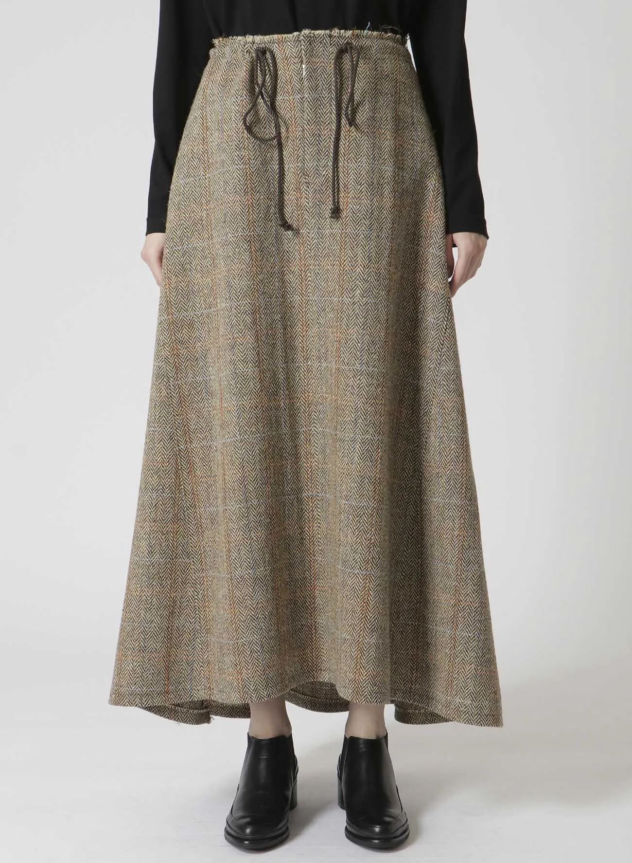 WOOL BRITISH TWEED BACK DROP SKIRT