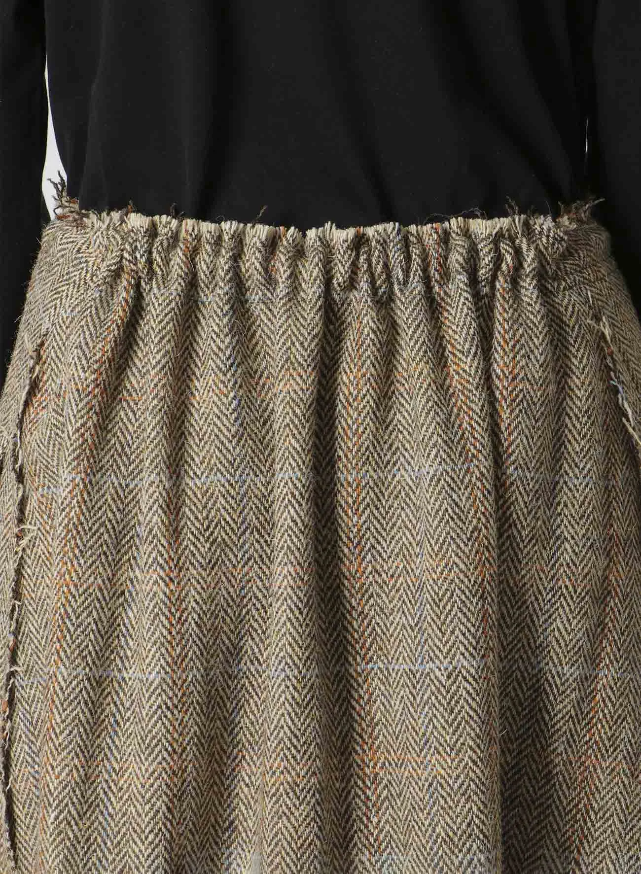 WOOL BRITISH TWEED BACK DROP SKIRT