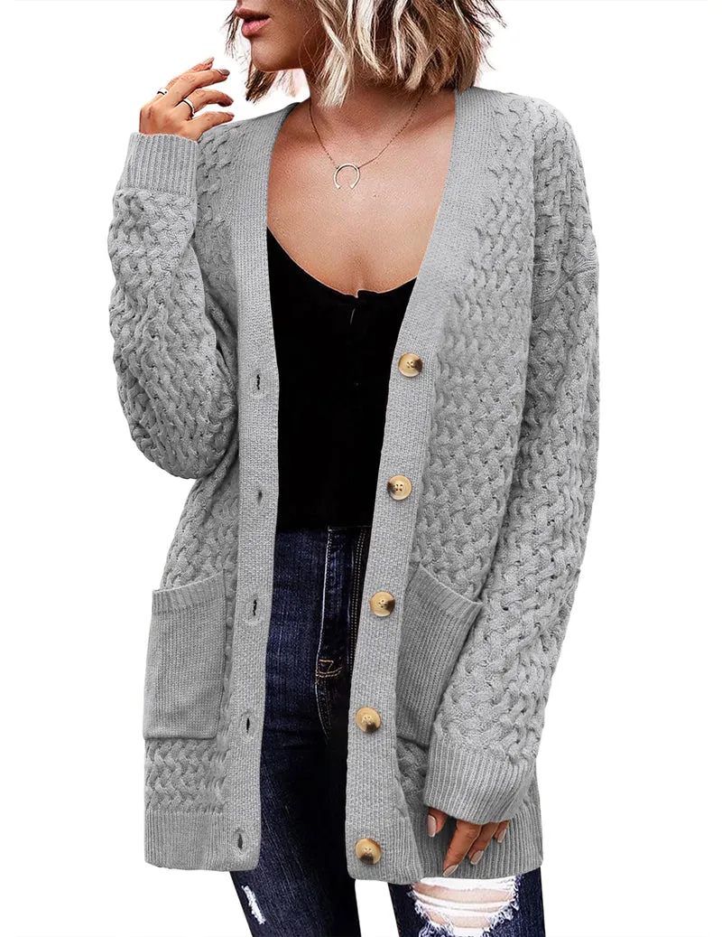 Zeagoo Womens Long Sleeve Chunky Cable Knit Cardigans