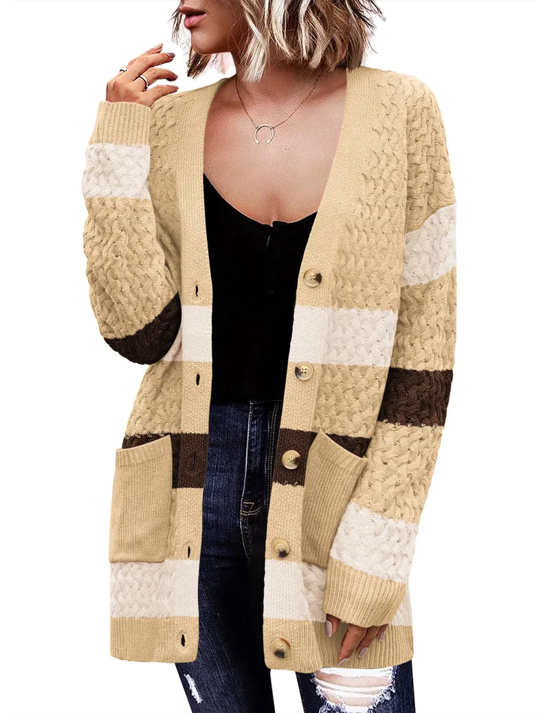 Zeagoo Womens Long Sleeve Chunky Cable Knit Cardigans